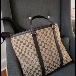 Gucci Beige and Dark Brown Monogram Tote